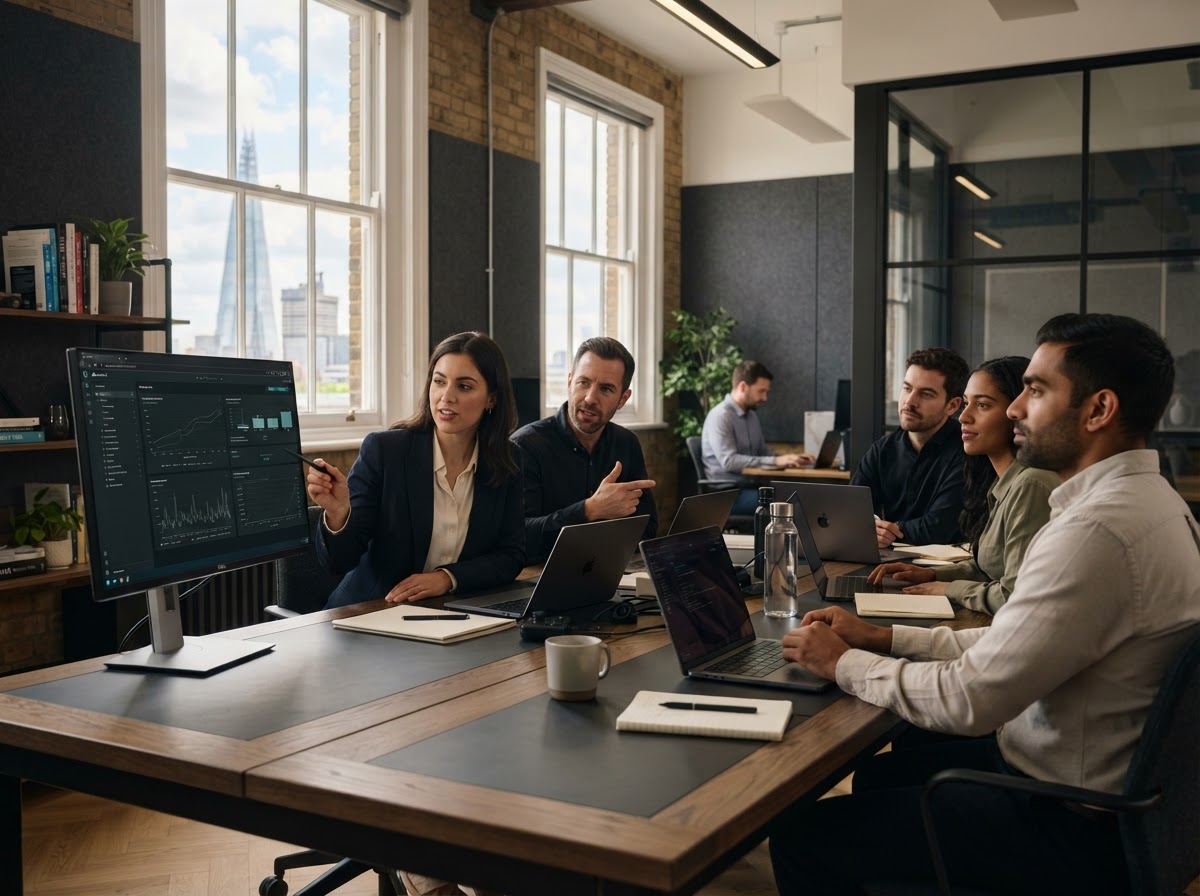 zélancia ai team reviewing portfolio data analysis on screen